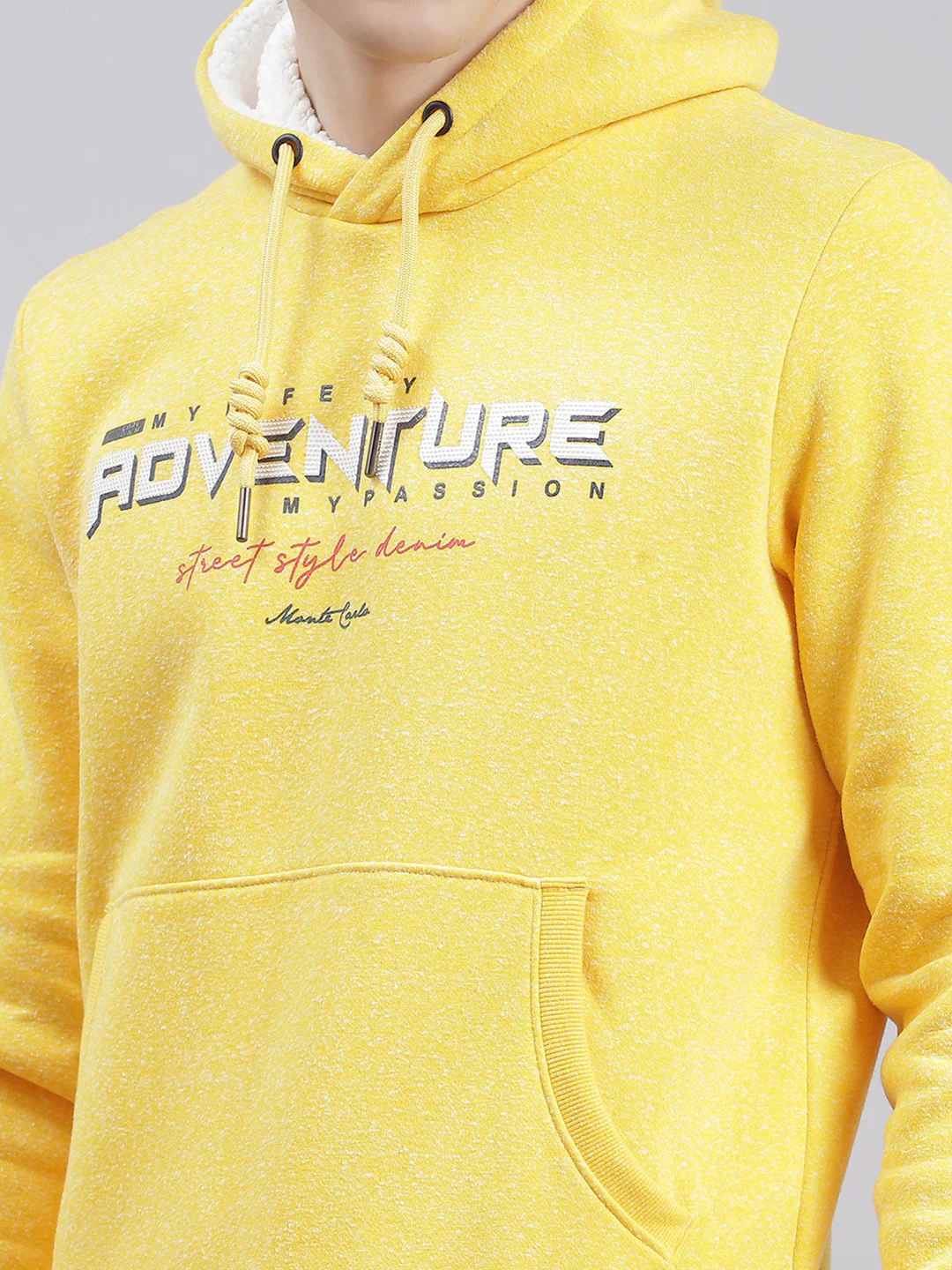 Men Yellow Solid Hooded Full Sleeve Sweatshirts - Image 7