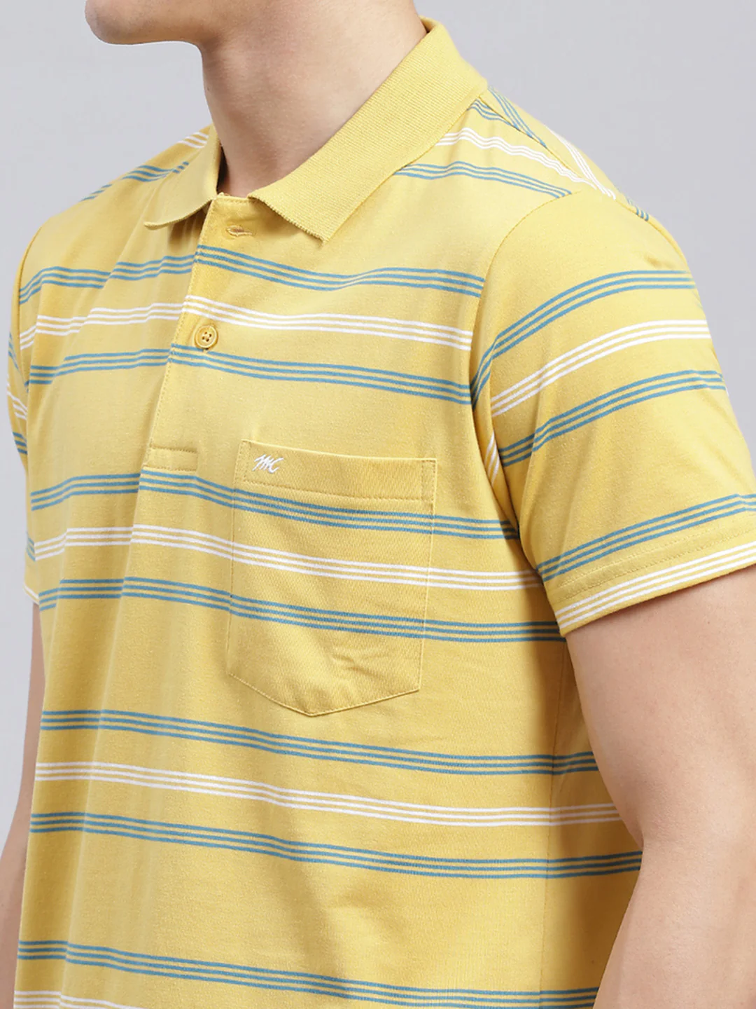 Men Yellow Stripe Cotton Blend T-Shirt - Image 6