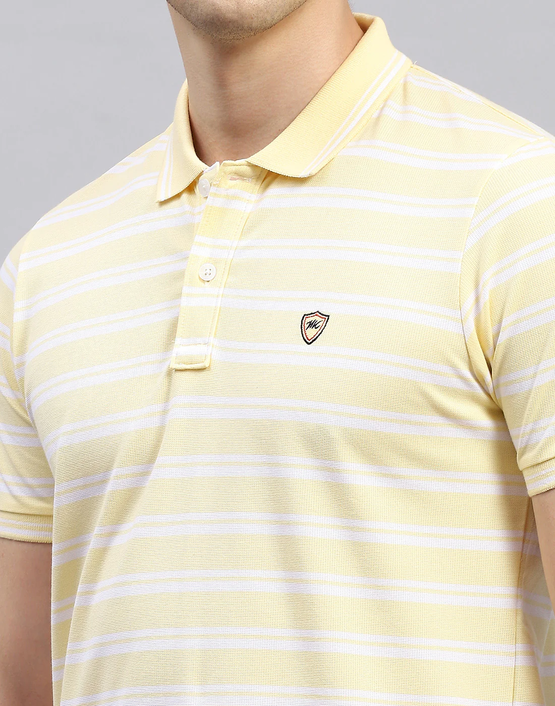 Men Yellow Stripe Polo Collar Half Sleeve T-Shirt - Image 6