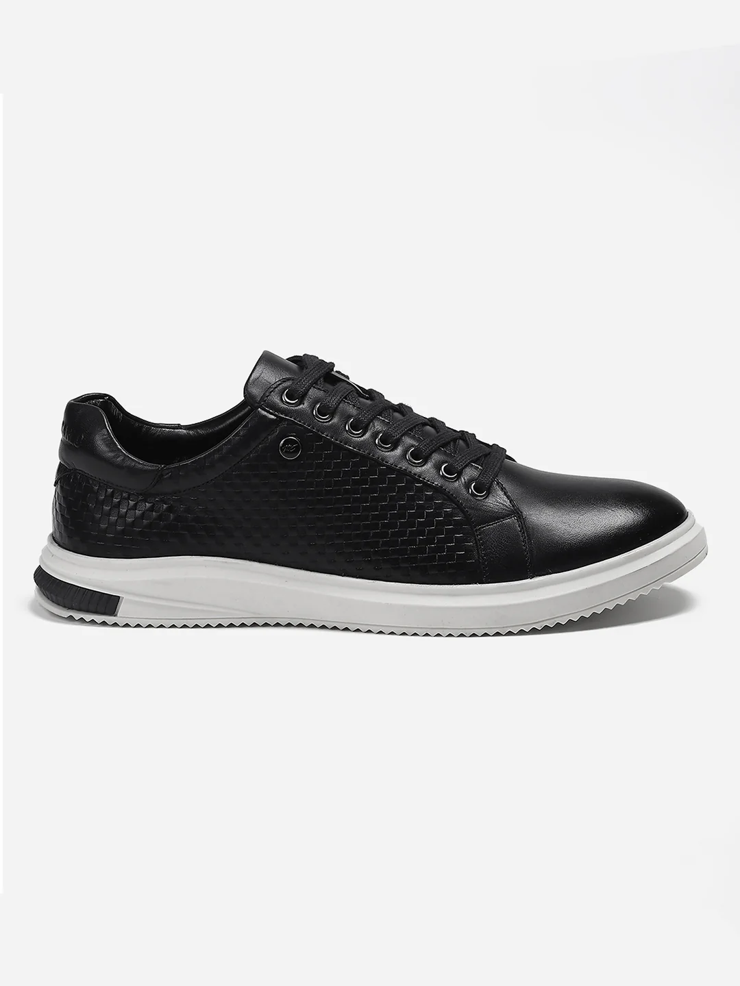 Mens Navy Blue Solid Lace Up Genuine Leather Casual Sneaker - Image 5