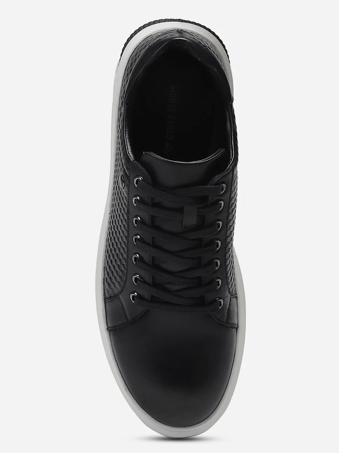 Mens Navy Blue Solid Lace Up Genuine Leather Casual Sneaker - Image 6