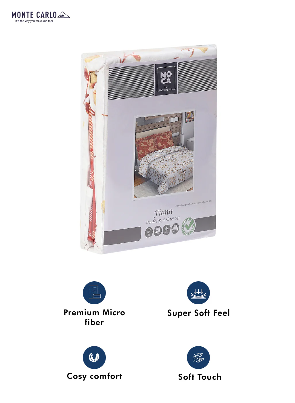 MOCA by Monte Carlo 104 GSM Cotton Double Bedsheet (2 Pcs Set) - Image 9