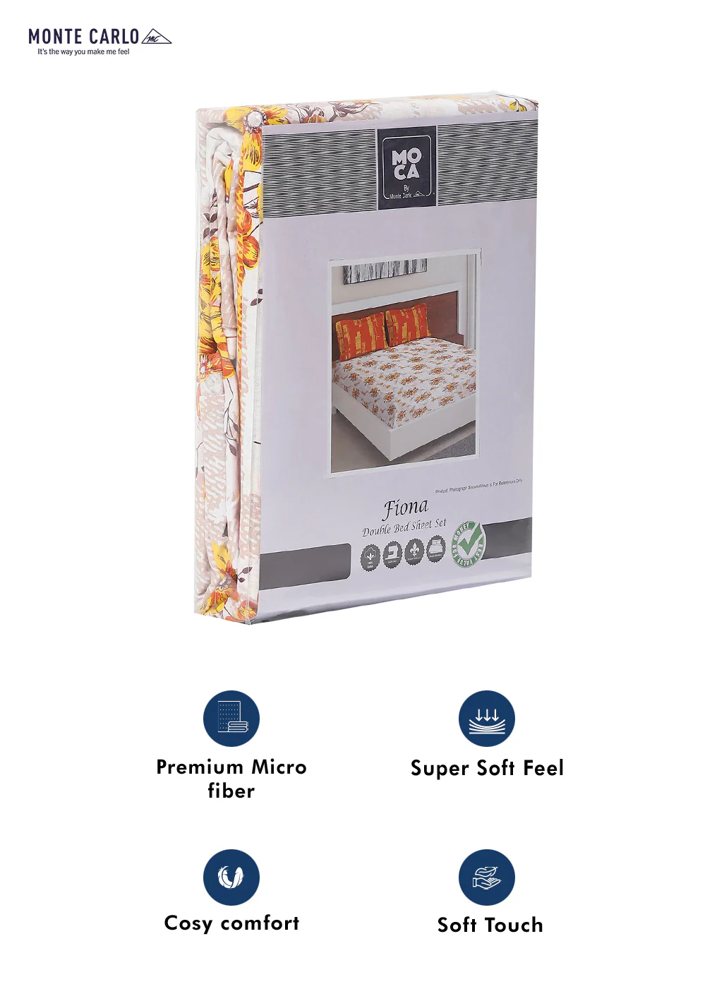 MOCA by Monte Carlo 104 GSM Cotton Double Bedsheet (2 Pcs Set) - Image 9
