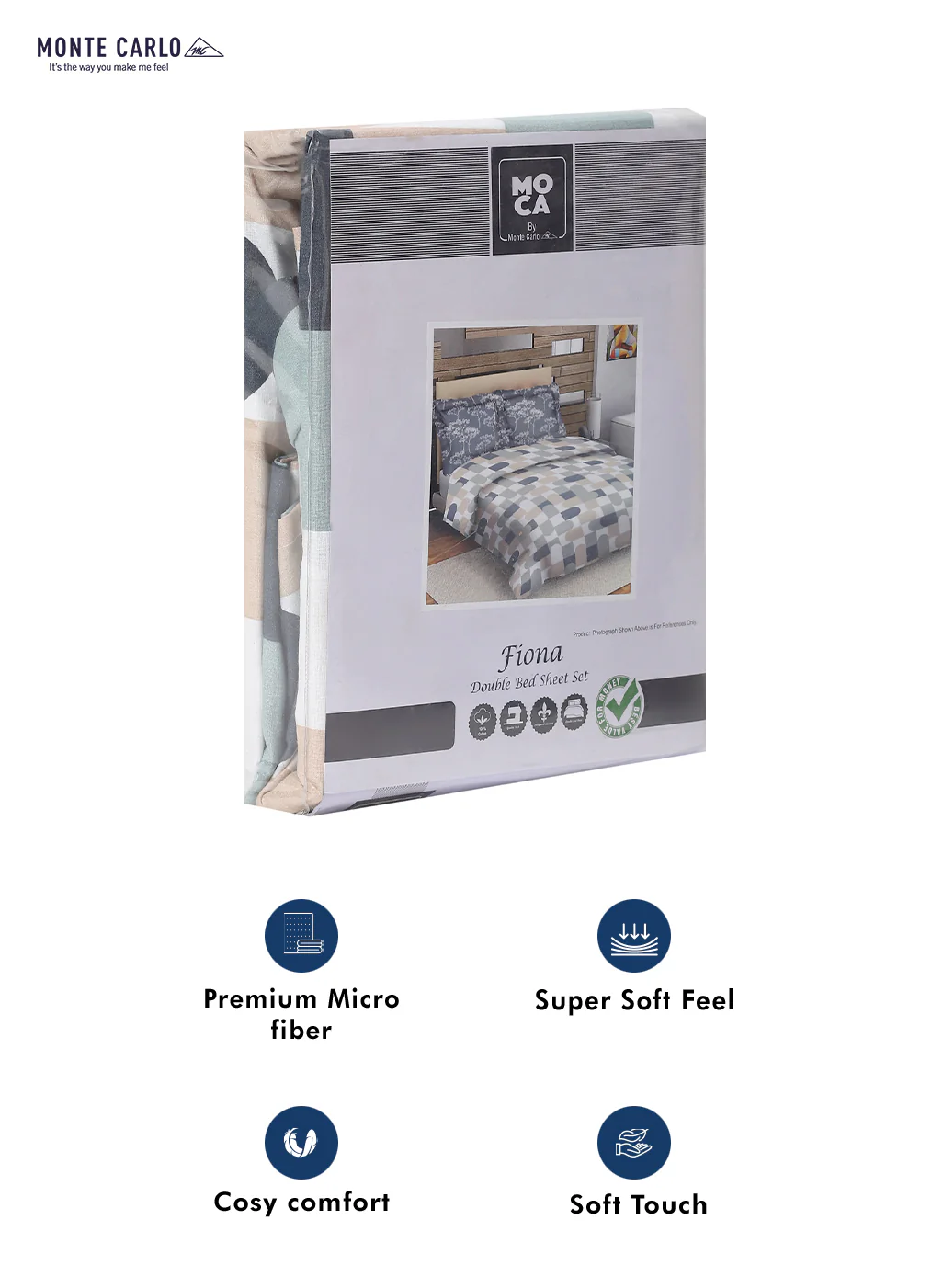 MOCA by Monte Carlo 104 GSM Cotton Double Bedsheet (2 Pcs Set) - Image 9