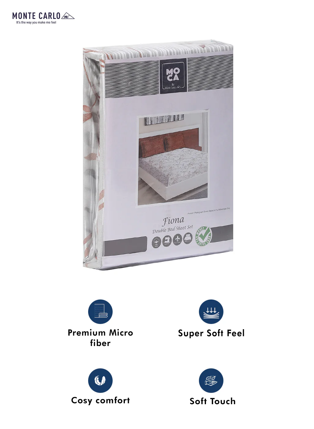 MOCA by Monte Carlo 104 GSM Cotton Double Bedsheet (2 Pcs Set) - Image 9