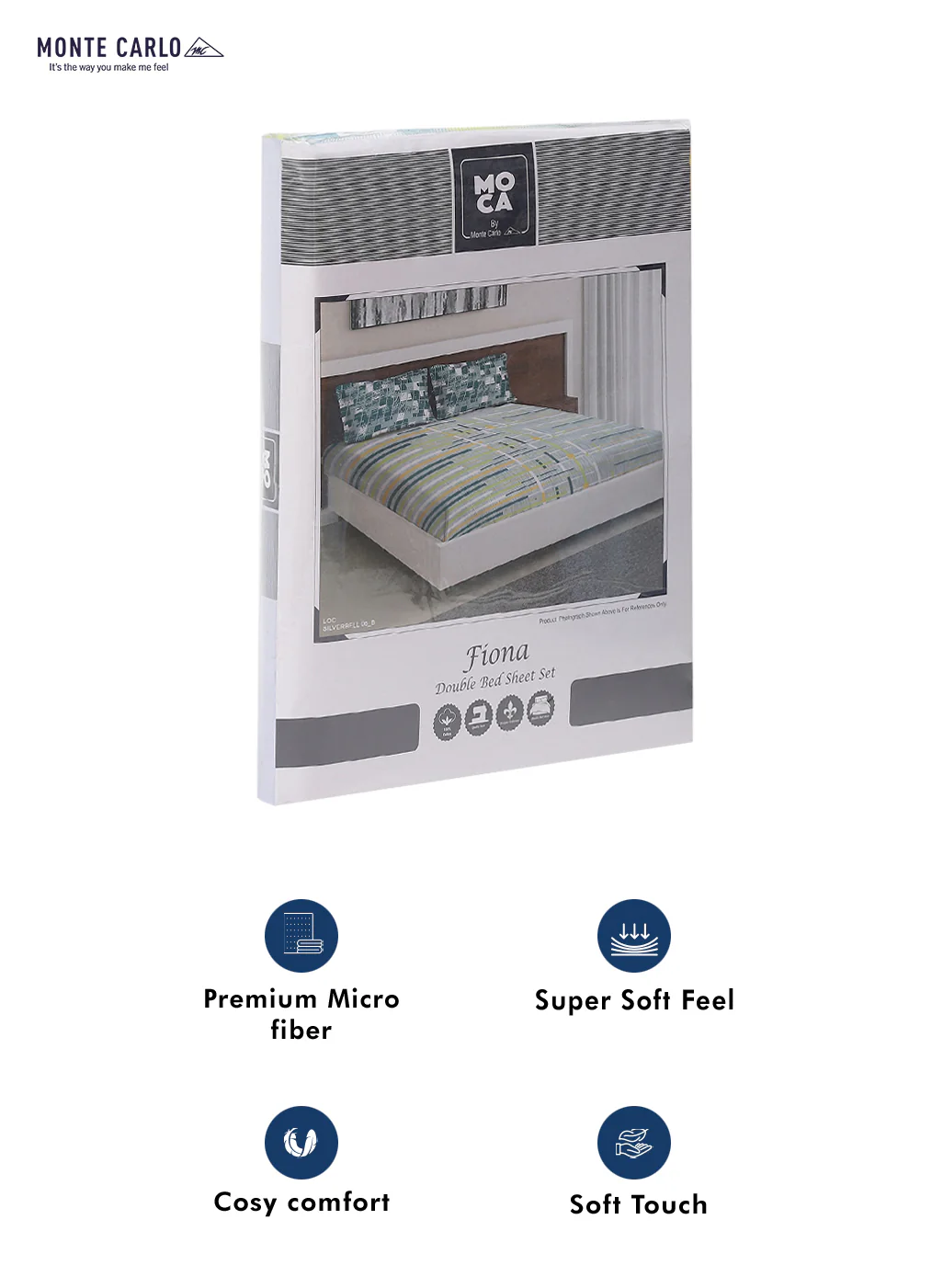 MOCA by Monte Carlo 104 GSM Cotton Double Bedsheet With 2 Pillow Covers - Image 9