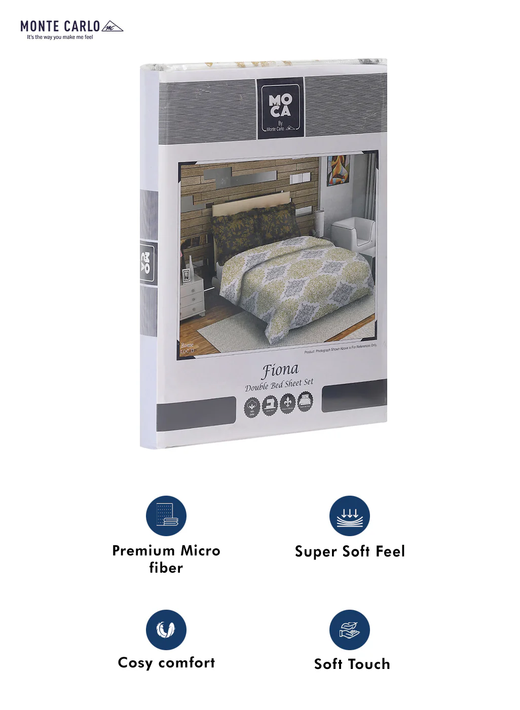MOCA by Monte Carlo 104 GSM Cotton Double Bedsheet With 2 Pillow Covers - Image 9