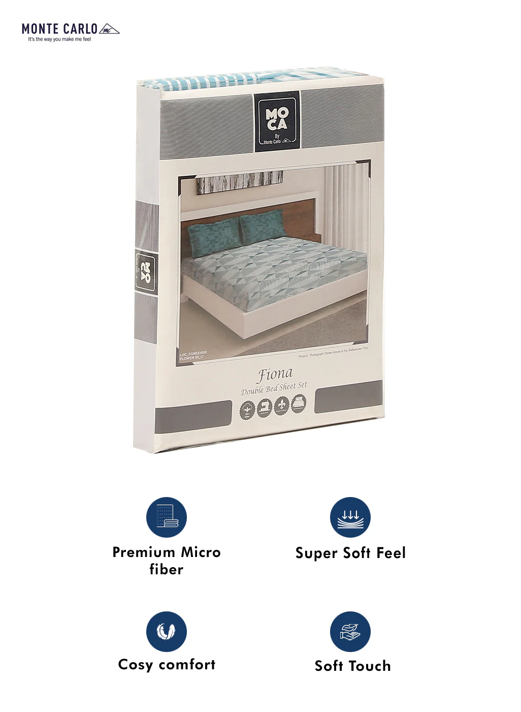MOCA by Monte Carlo 104 TC Cotton Double Bedsheet with 2 Pillow Covers - Image 9
