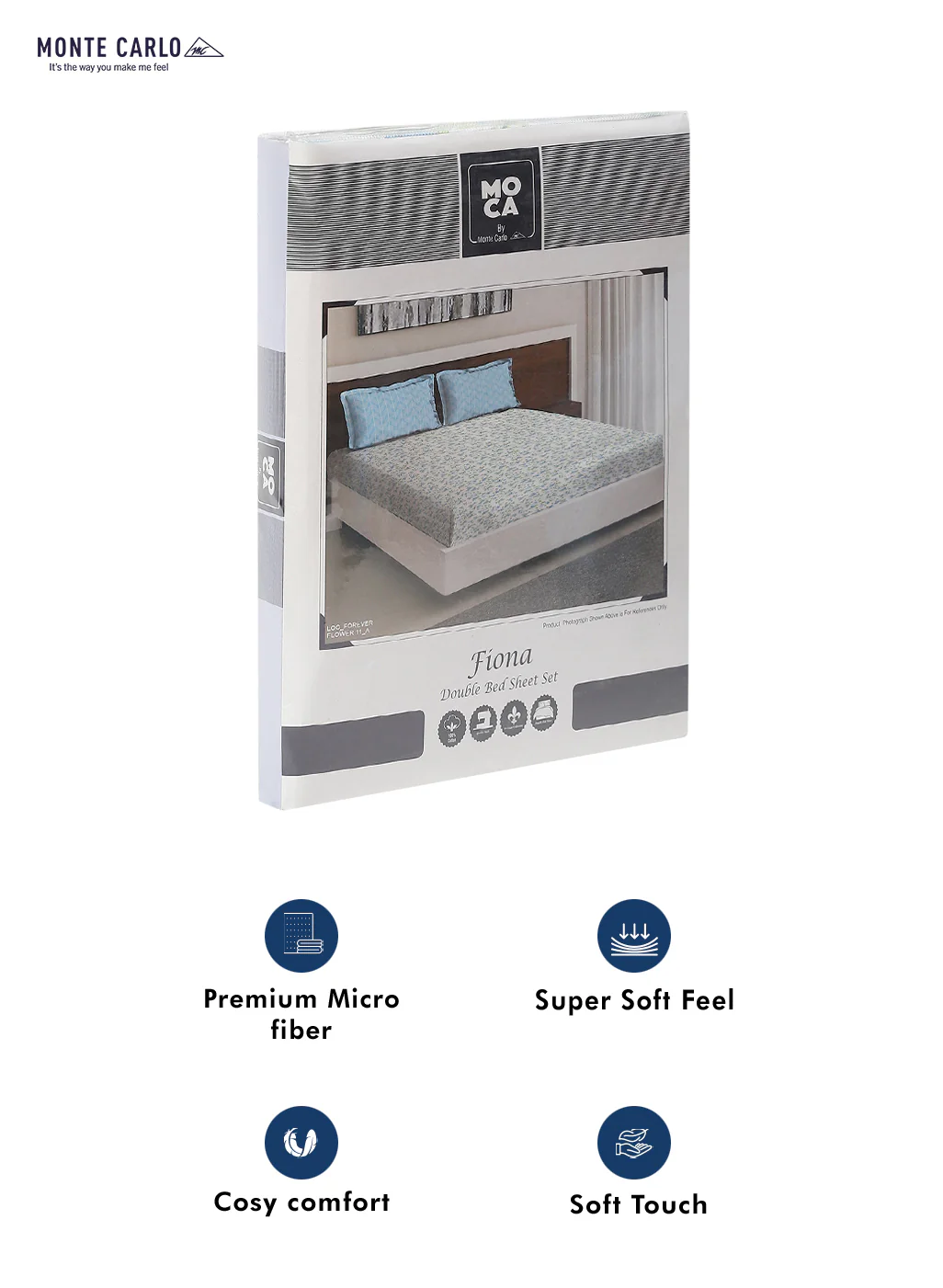 MOCA by Monte Carlo 104 TC Cotton Double Bedsheet with 2 Pillow Covers - Image 9