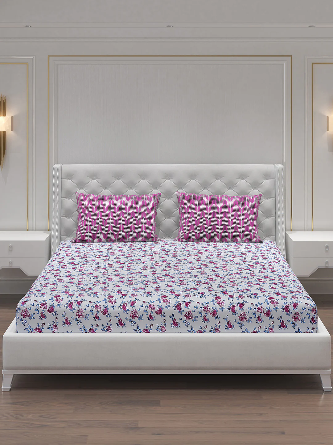 MOCA by Monte Carlo 104 TC Cotton Double Bedsheet with 2 Pillow Covers - Image 3