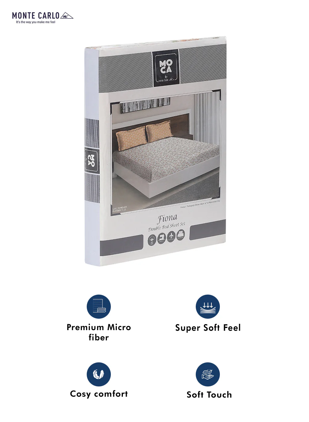 MOCA by Monte Carlo 104 TC Cotton Double Bedsheet with 2 Pillow Covers - Image 9