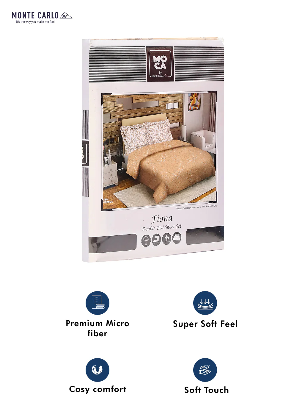 MOCA by Monte Carlo 104 TC Cotton Double Bedsheet with 2 Pillow Covers - Image 9