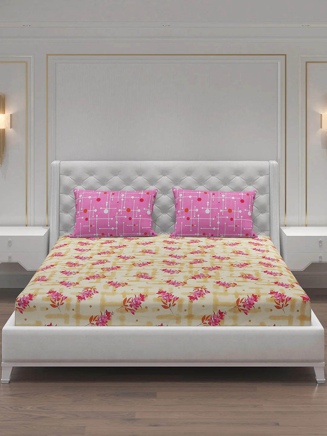MOCA by Monte Carlo 104 TC Cotton Double Bedsheet with 2 Pillow Covers - Image 3