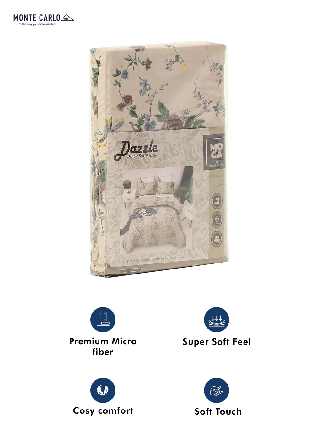 MOCA by Monte Carlo 120 GSM Microfibre Double Bedsheet with 2 Pillow Covers - Image 9