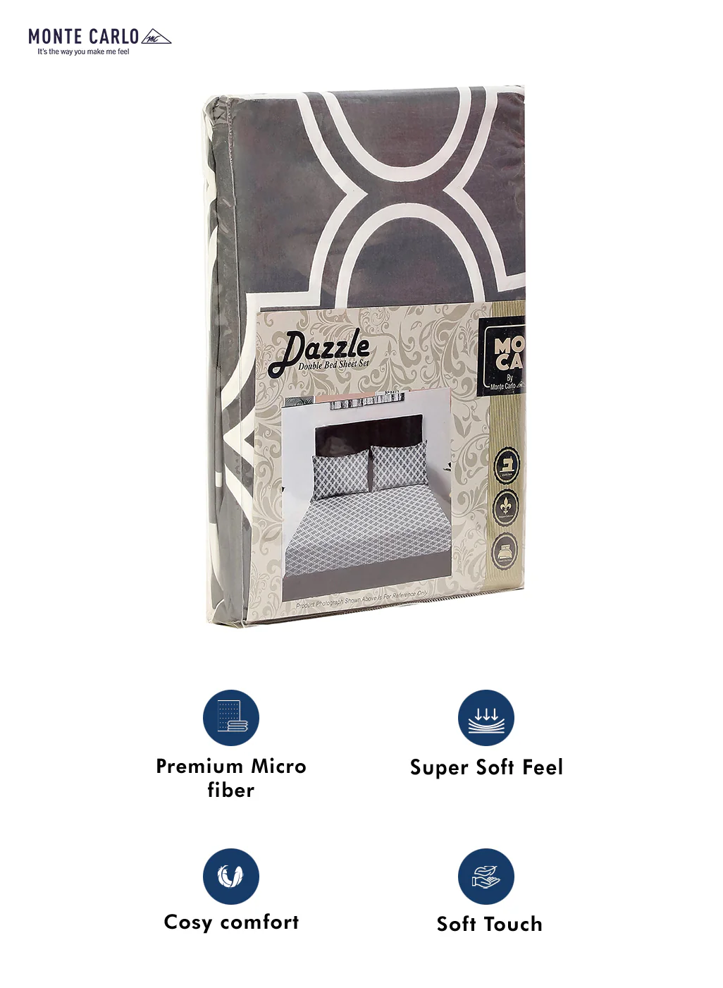 MOCA by Monte Carlo 120 GSM Microfibre Double Bedsheet with 2 Pillow Covers - Image 9