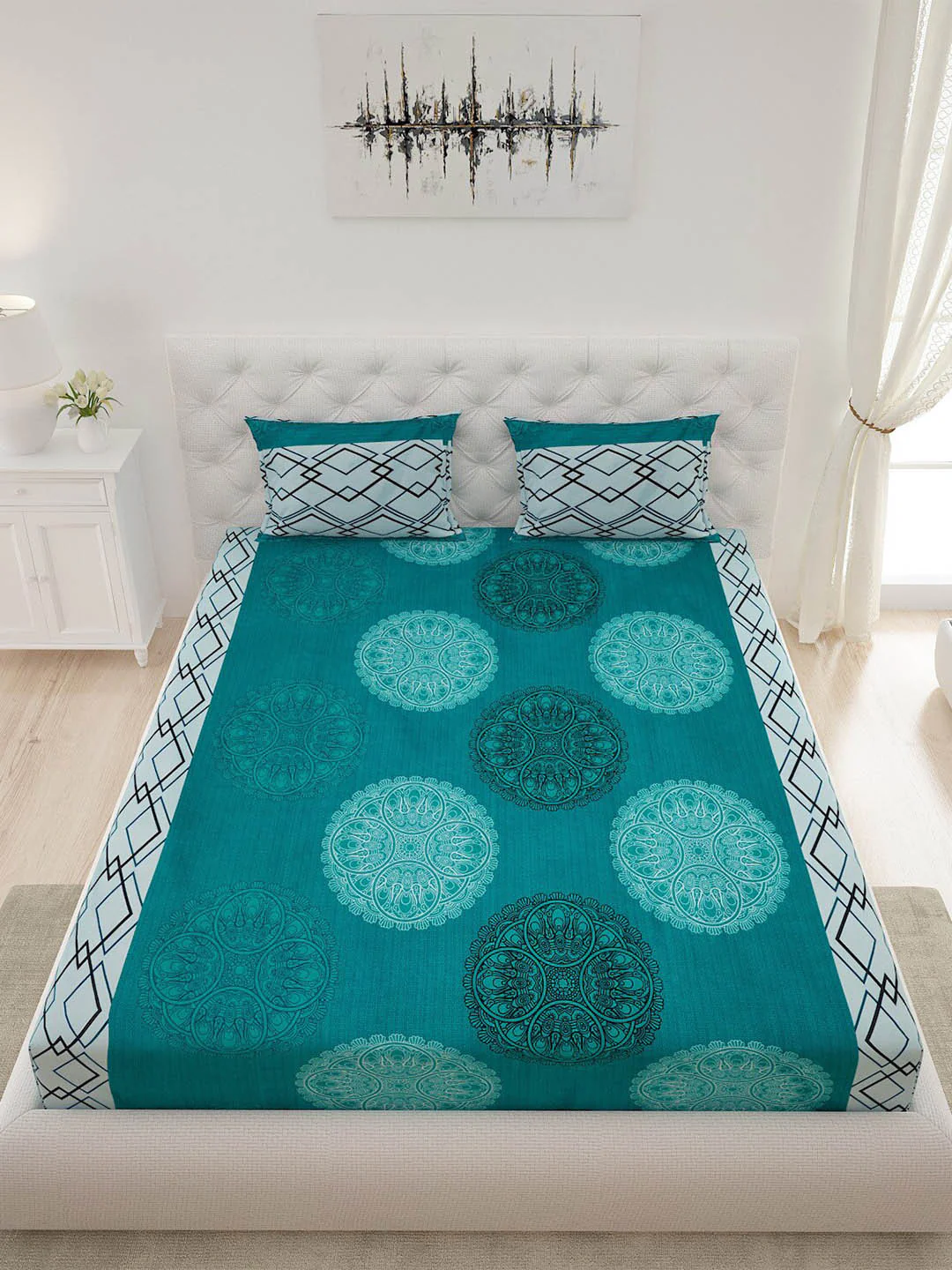 120 GSM Microfibre Double Bedsheet with 2 Pillow Covers - Image 2