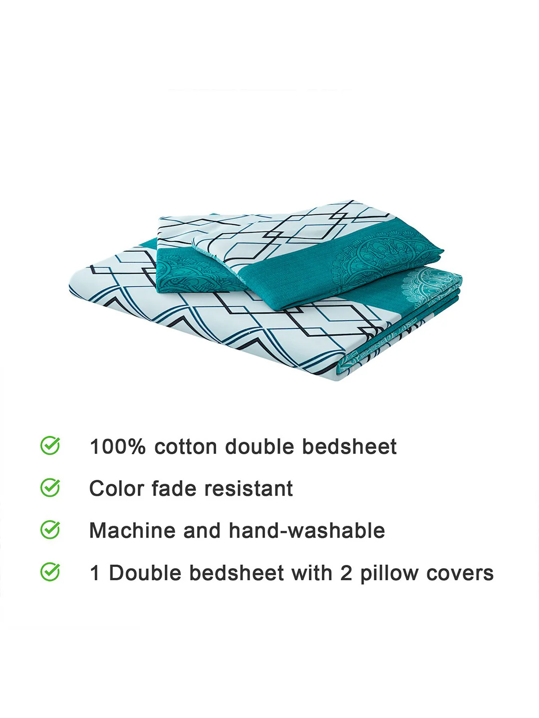 120 GSM Microfibre Double Bedsheet with 2 Pillow Covers - Image 6