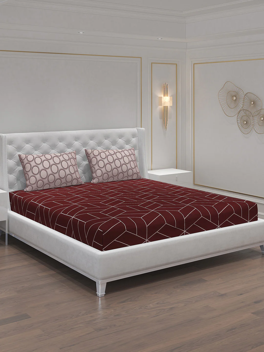 MOCA by Monte Carlo 144 TC Cotton King Bedsheet with 2 Pillow Covers - Image 2