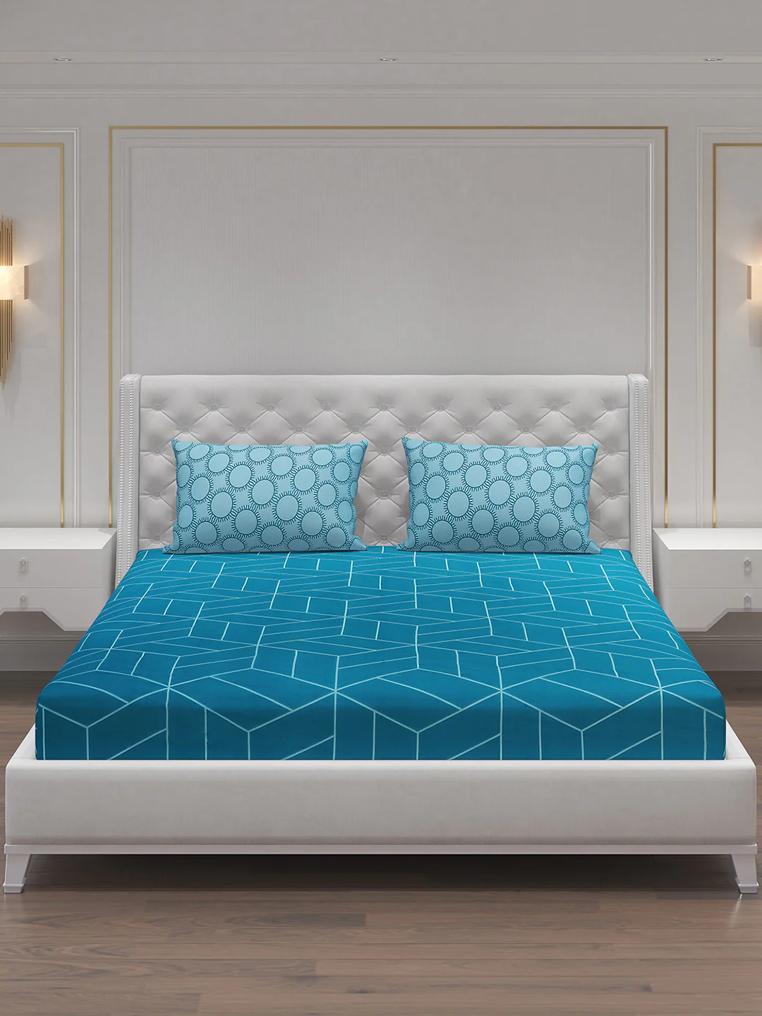 MOCA by Monte Carlo 144 TC Cotton King Bedsheet with 2 Pillow Covers - Image 3
