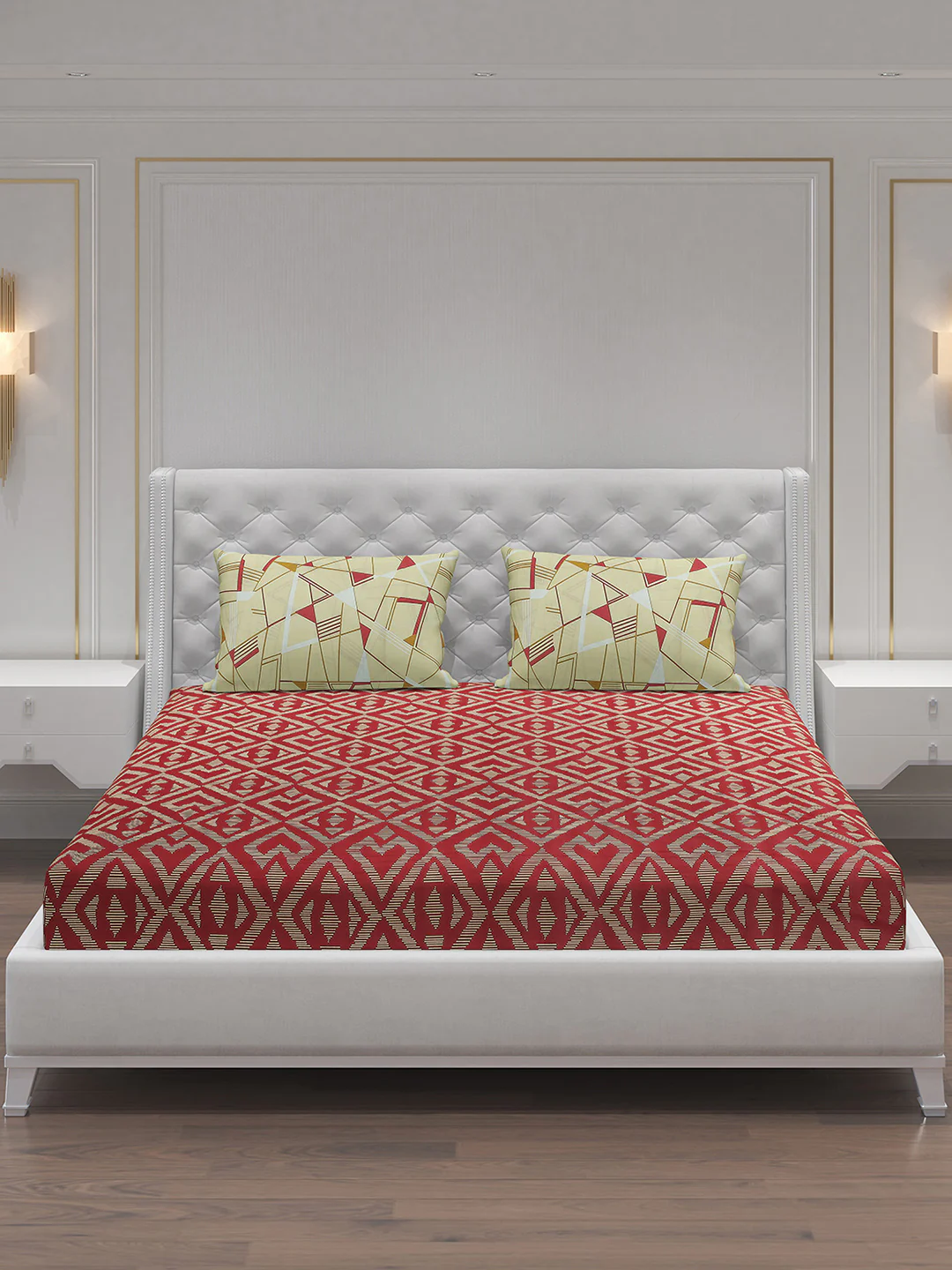 MOCA by Monte Carlo 144 TC Cotton King Bedsheet with 2 Pillow Covers - Image 3