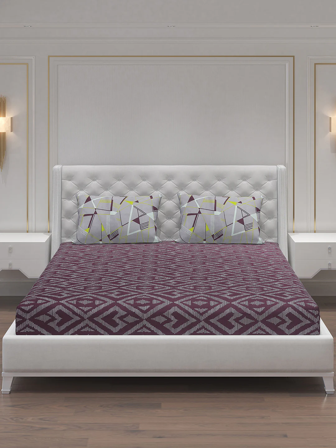 MOCA by Monte Carlo 144 TC Cotton King Bedsheet with 2 Pillow Covers - Image 3