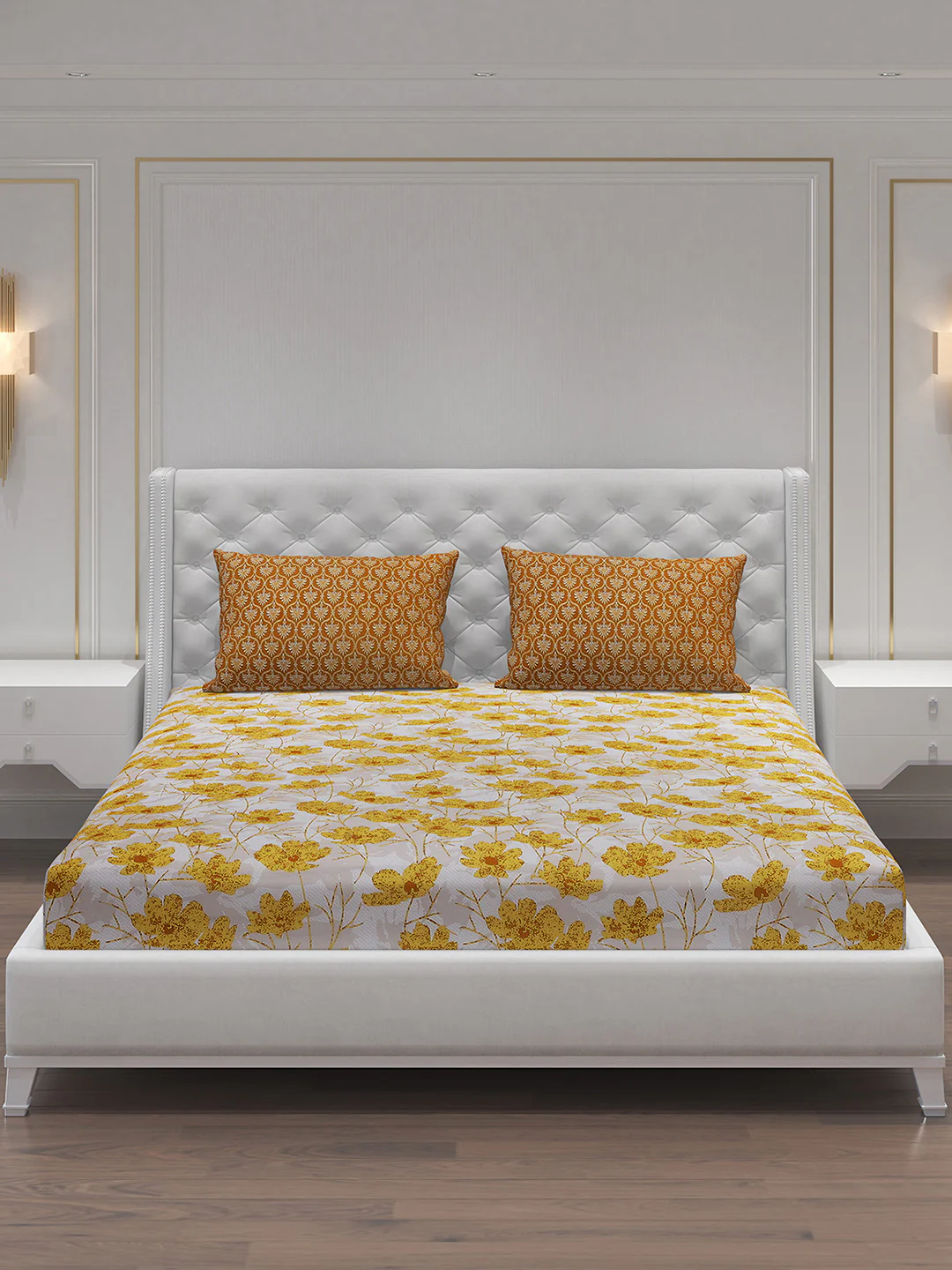 MOCA by Monte Carlo 144 TC Cotton King Bedsheet with 2 Pillow Covers - Image 4