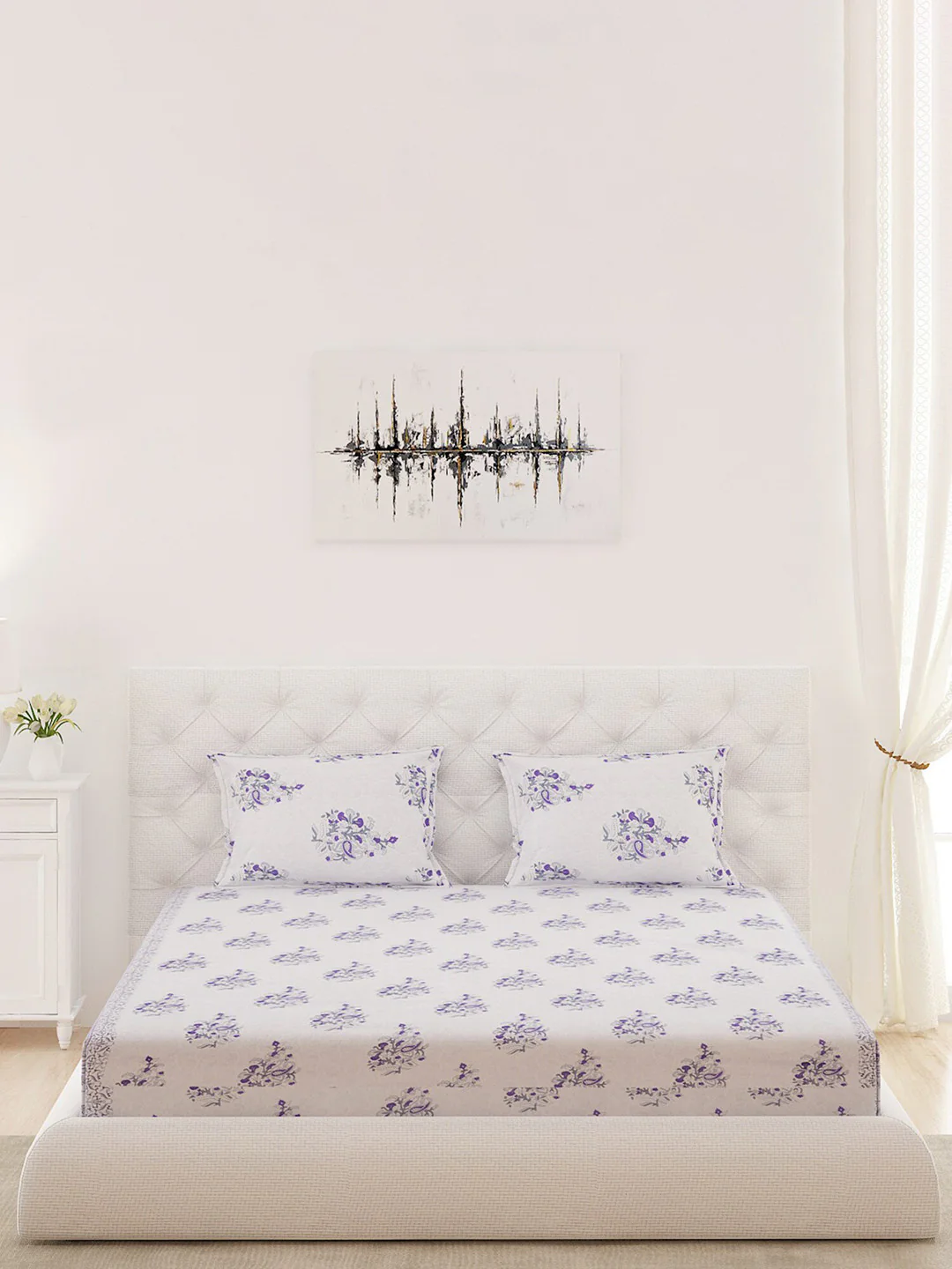 210 TC Cotton King Bedsheet with 2 Pillow Covers - Image 3