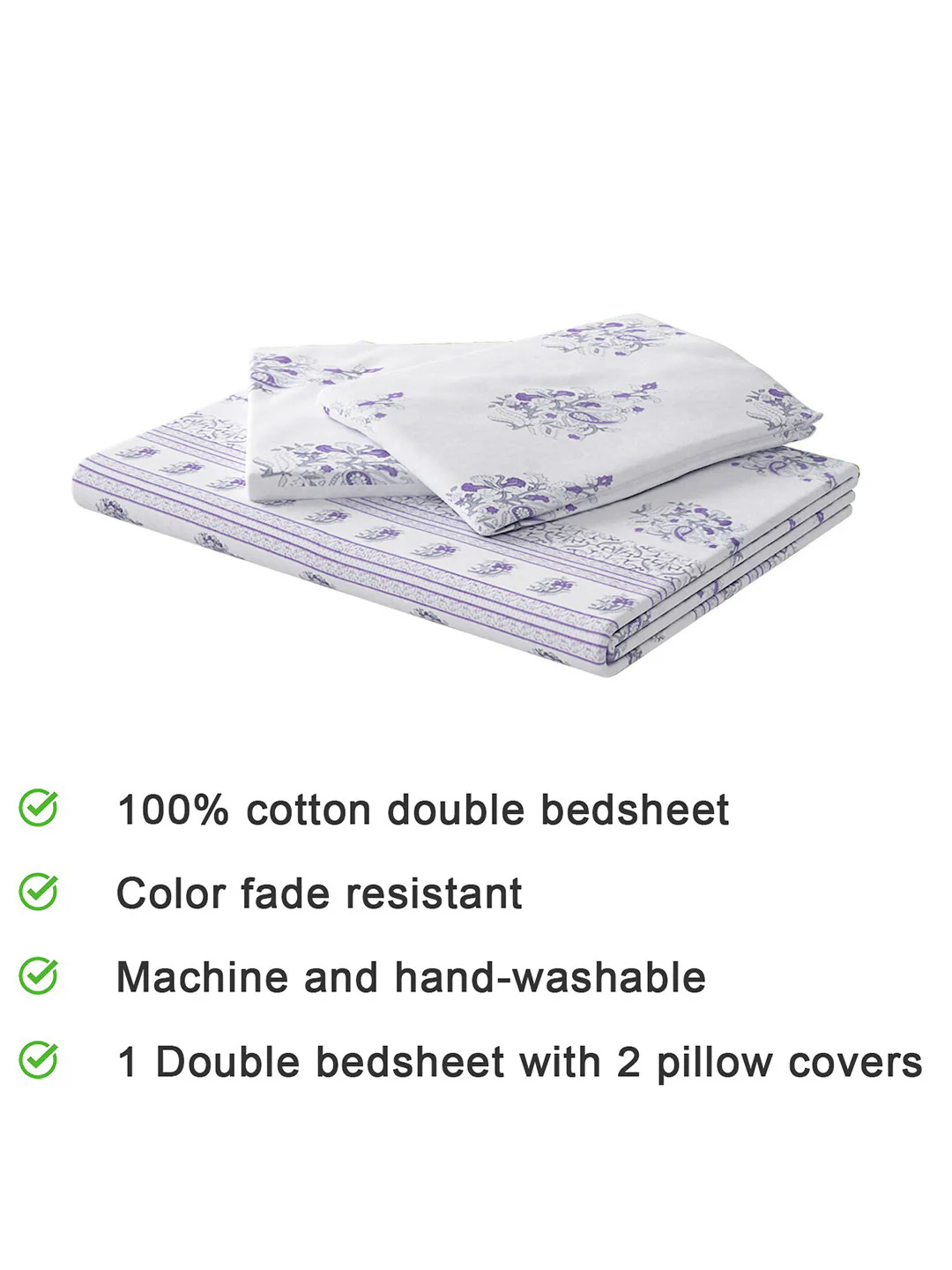 210 TC Cotton King Bedsheet with 2 Pillow Covers - Image 6