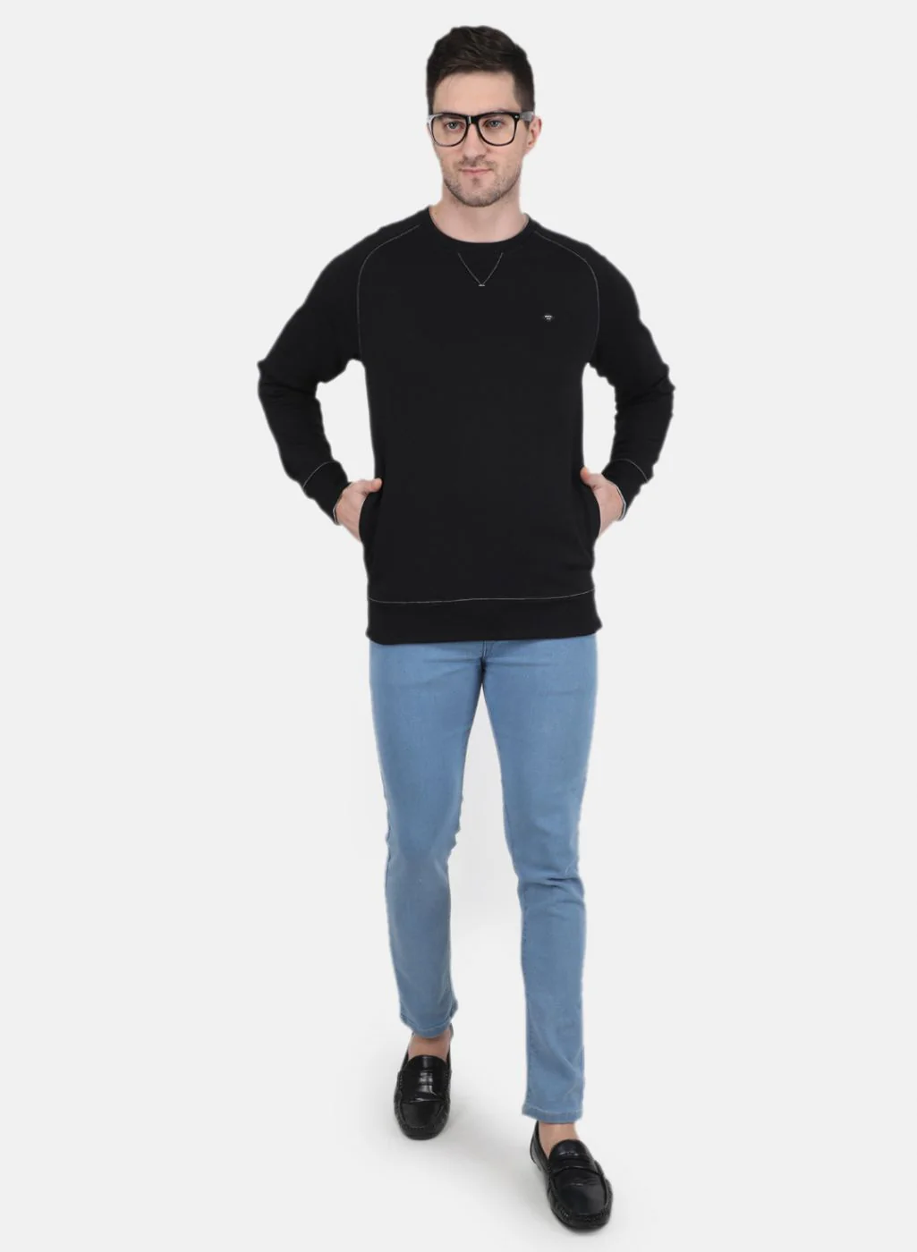 Men Black Solid Sweatshirt - Image 4