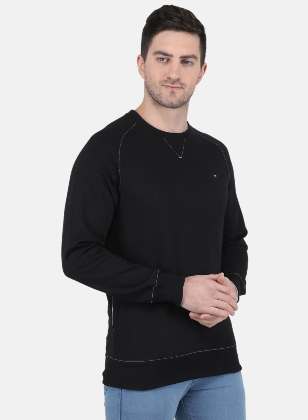 Men Black Solid Sweatshirt - Image 6