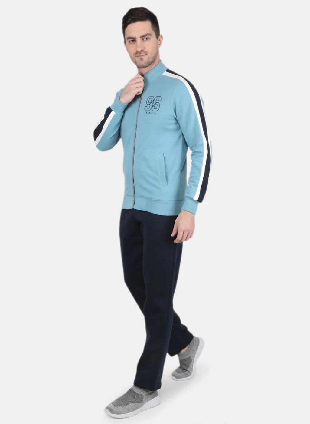 Men Blue Solid Sweatshirt - Image 2