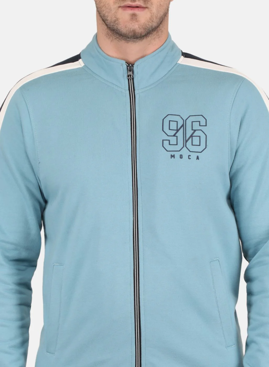 Men Blue Solid Sweatshirt - Image 5