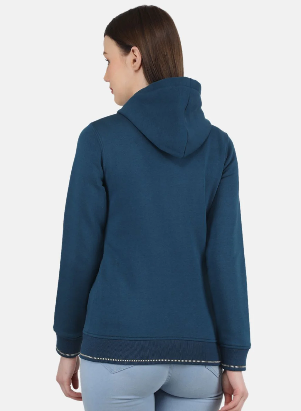 Women Blue Solid Sweatshirt - Image 3