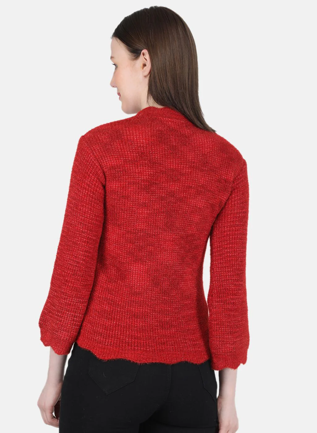 Women Red Self Design Top - Image 3