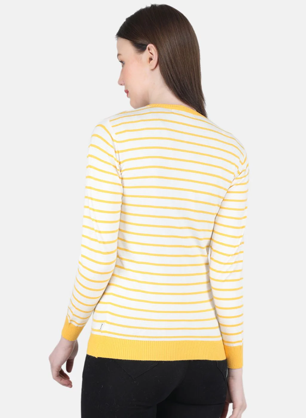 Women Yellow Self Design Cardigan - Image 3