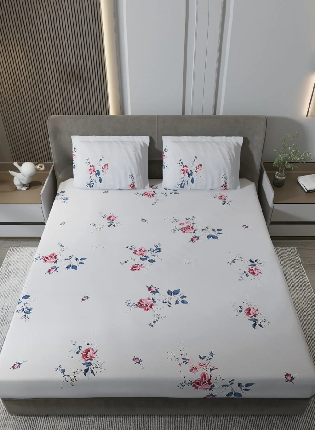 120TC Pure Cotton Queen Bedsheet with 2 Pillow Covers - Image 3