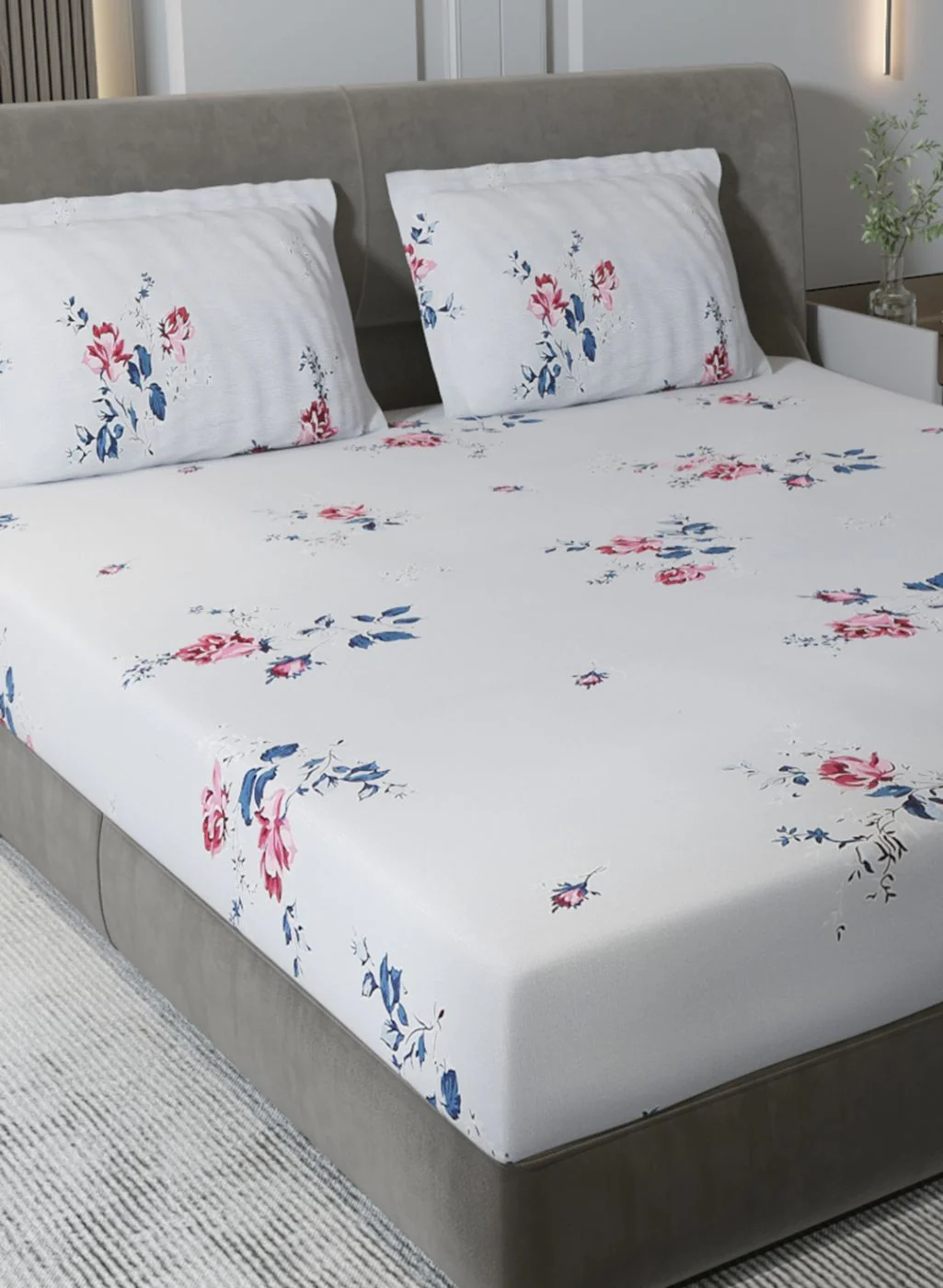 120TC Pure Cotton Queen Bedsheet with 2 Pillow Covers - Image 4