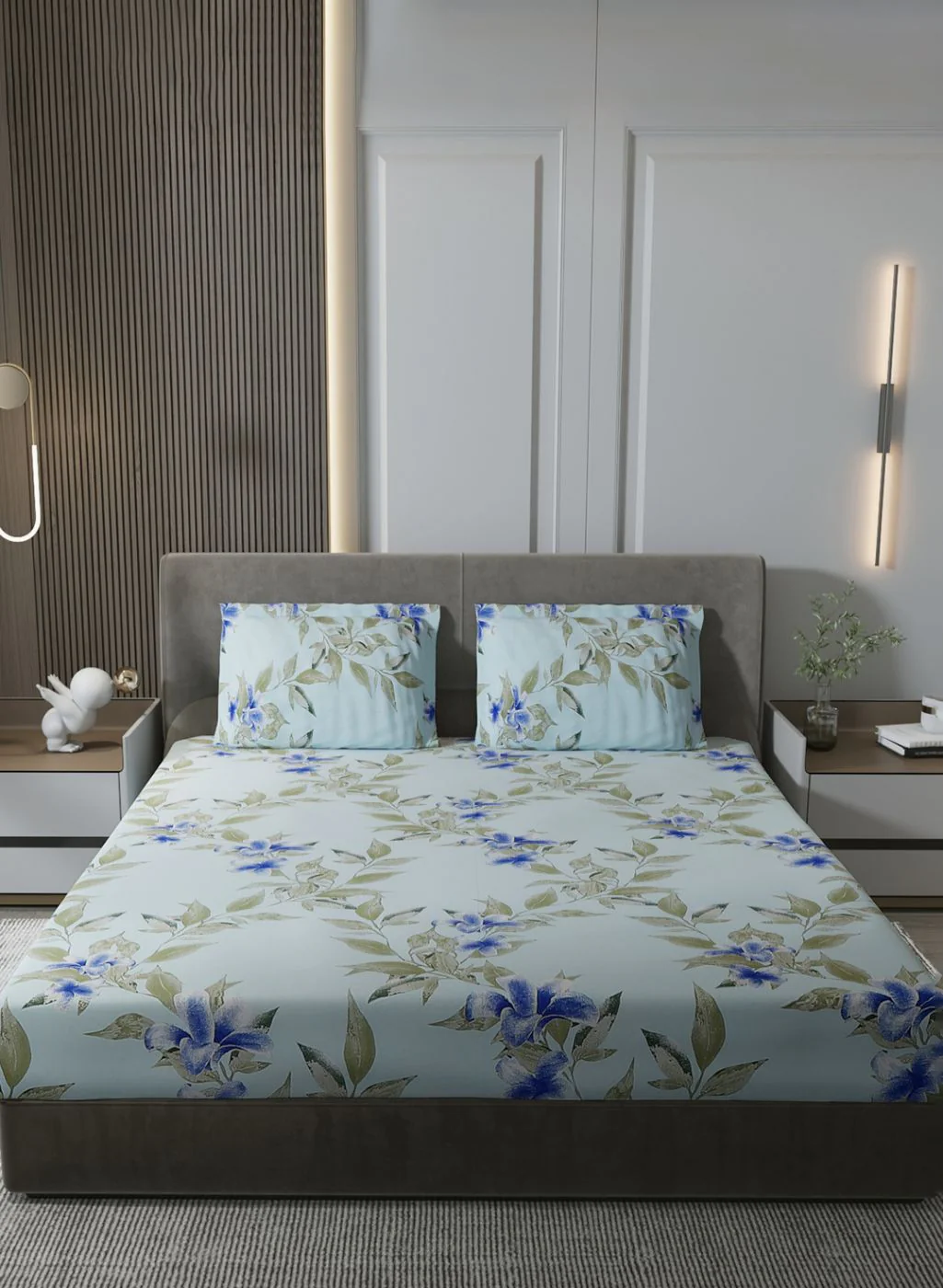 120TC Pure Cotton Queen Bedsheet with 2 Pillow Covers - Image 2