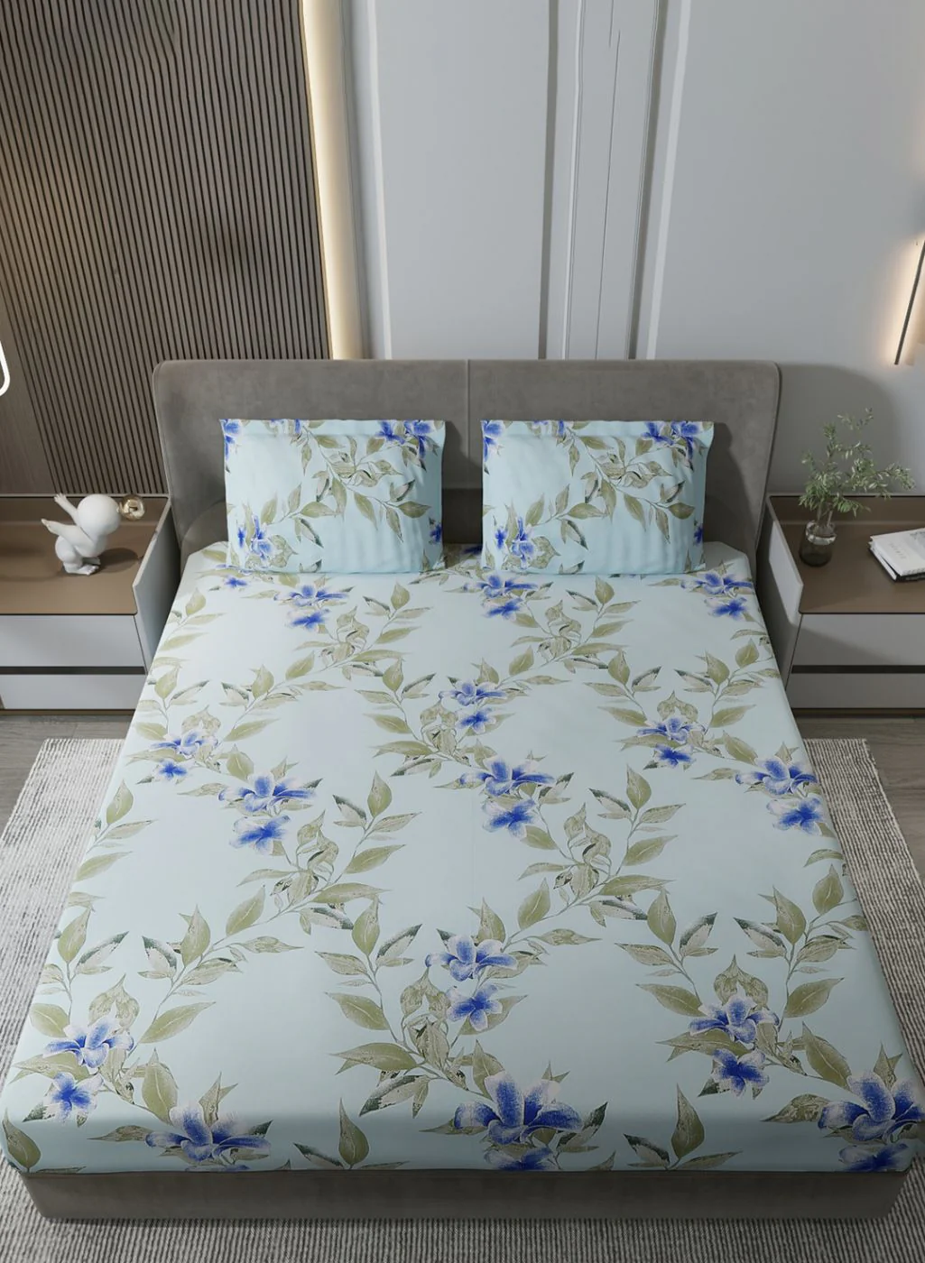 120TC Pure Cotton Queen Bedsheet with 2 Pillow Covers - Image 3