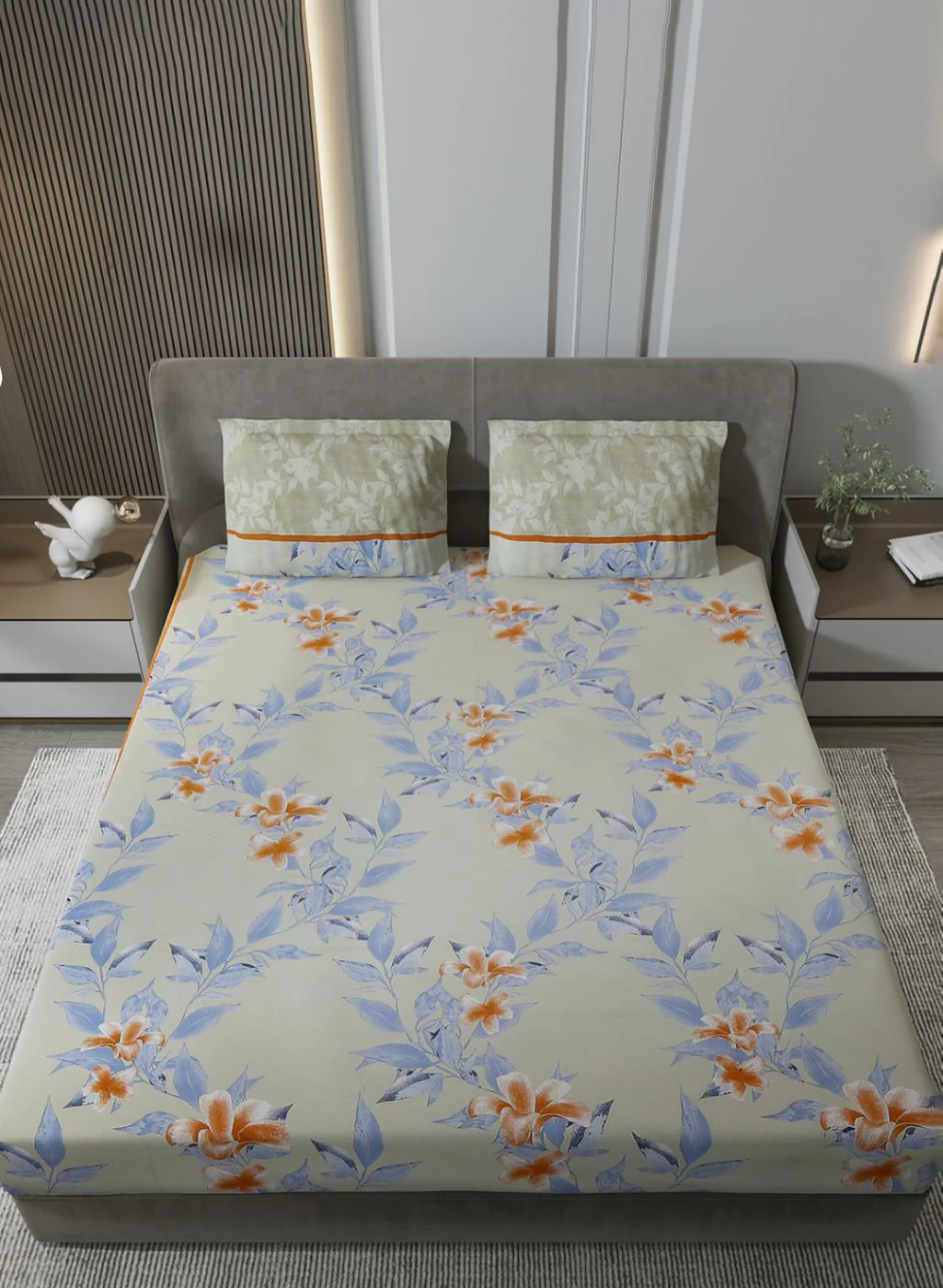 120TC Pure Cotton Queen Bedsheet with 2 Pillow Covers - Image 3
