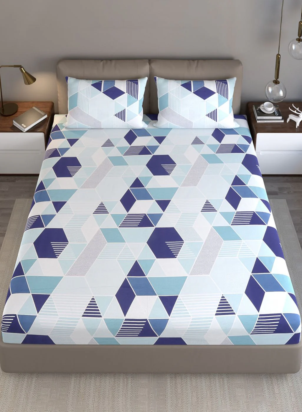 120TC Pure Cotton Queen Bedsheet with 2 Pillow Covers - Image 3
