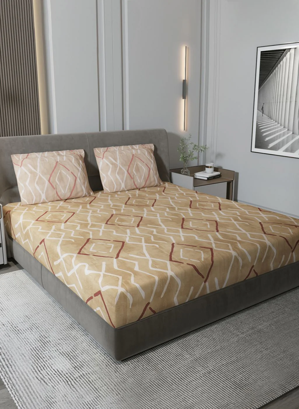 140TC Pure Cotton King Bedsheet with 2 Pillow Covers - Image 2