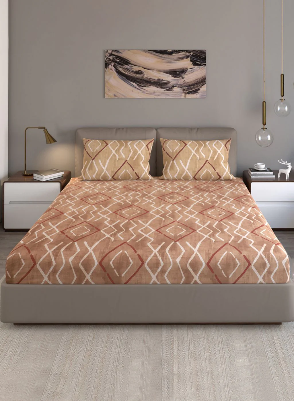 140TC Pure Cotton King Bedsheet with 2 Pillow Covers - Image 2