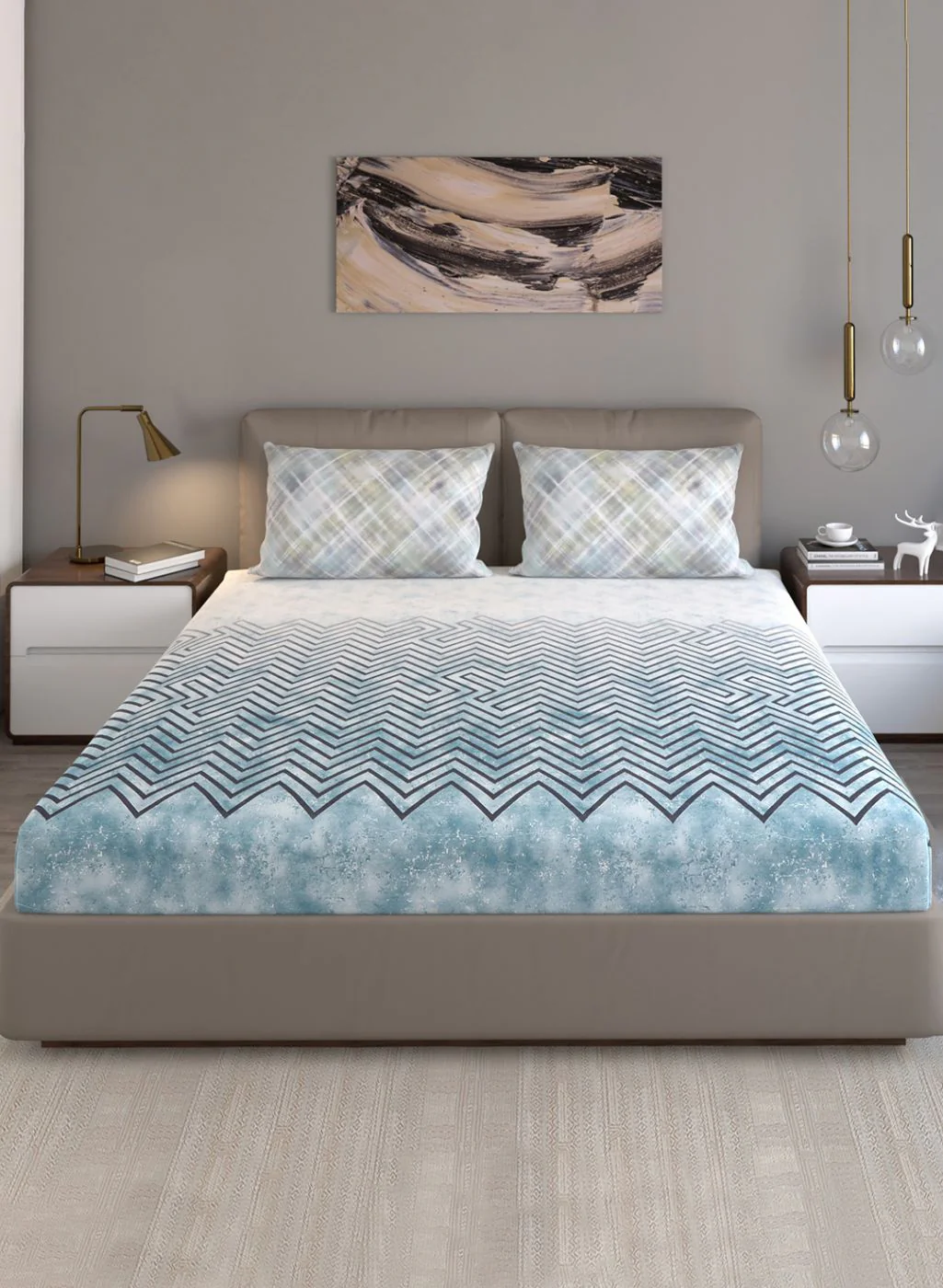 140TC Pure Cotton King Bedsheet with 2 Pillow Covers - Image 2