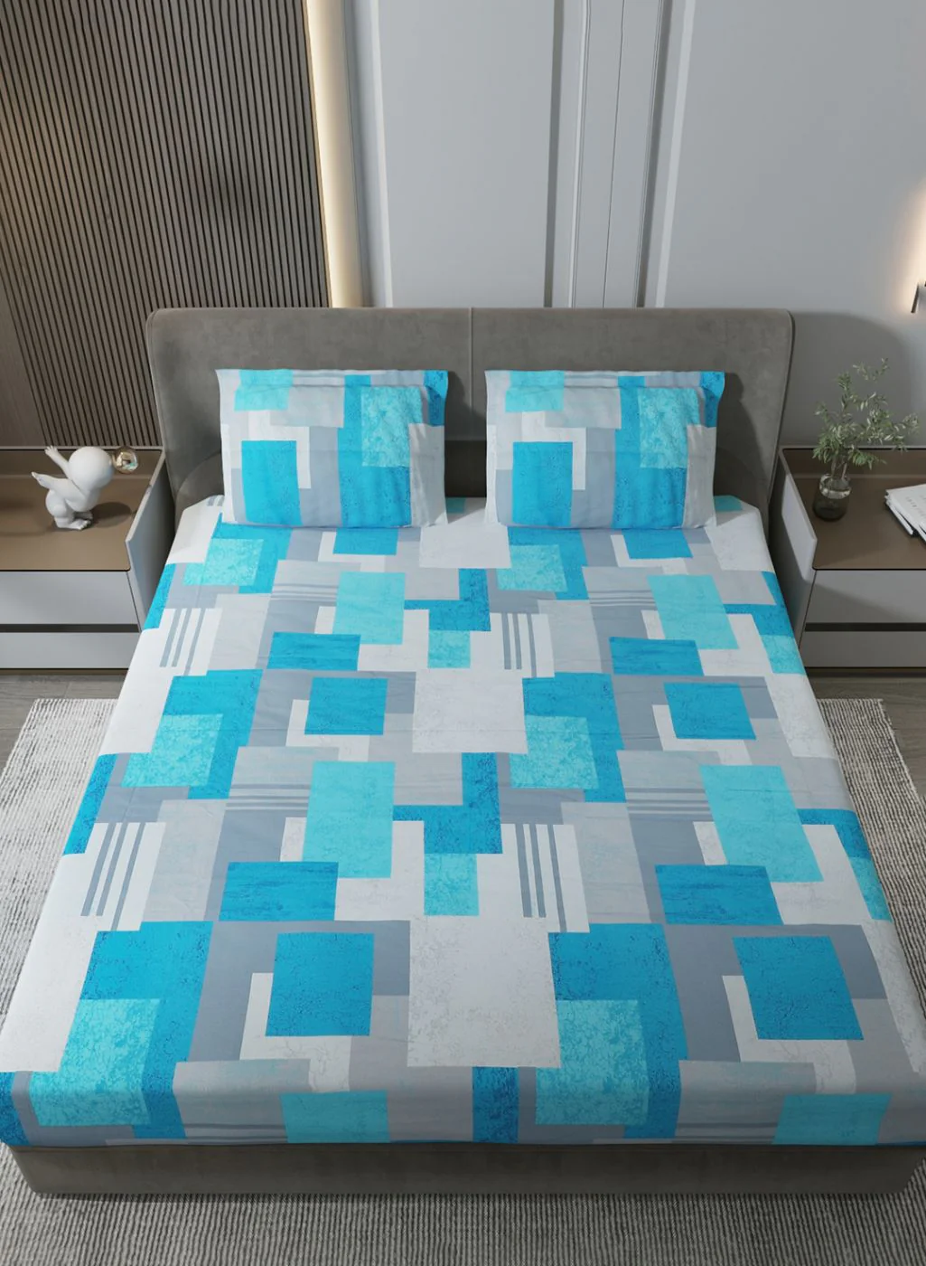 140TC Pure Cotton King Bedsheet with 2 Pillow Covers - Image 3