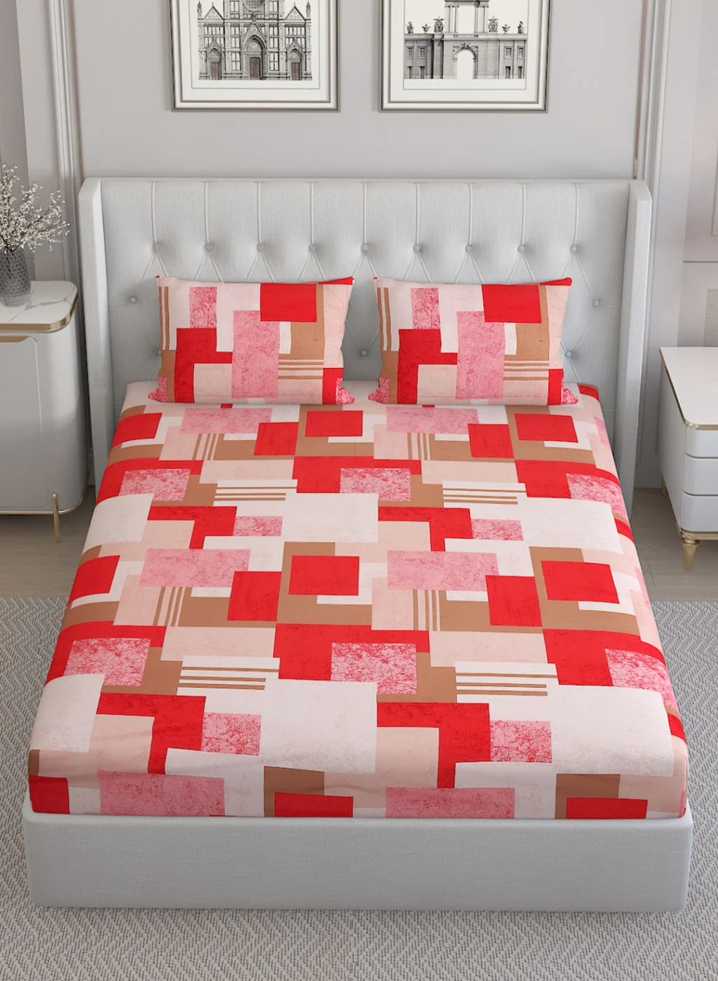 140TC Pure Cotton King Bedsheet with 2 Pillow Covers - Image 3