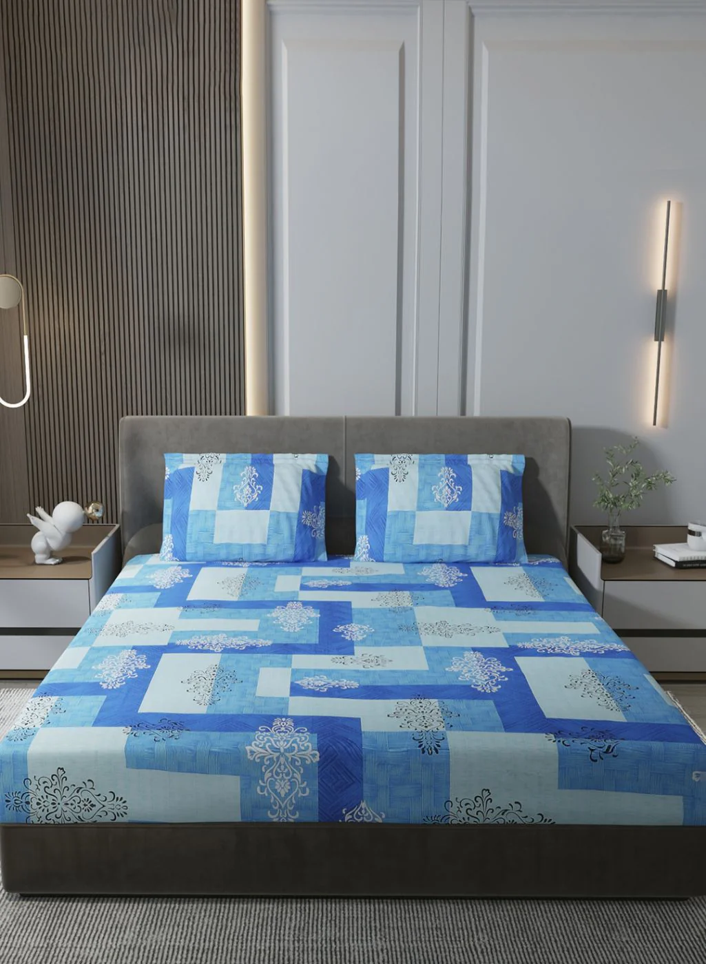 140TC Pure Cotton King Bedsheet with 2 Pillow Covers - Image 2