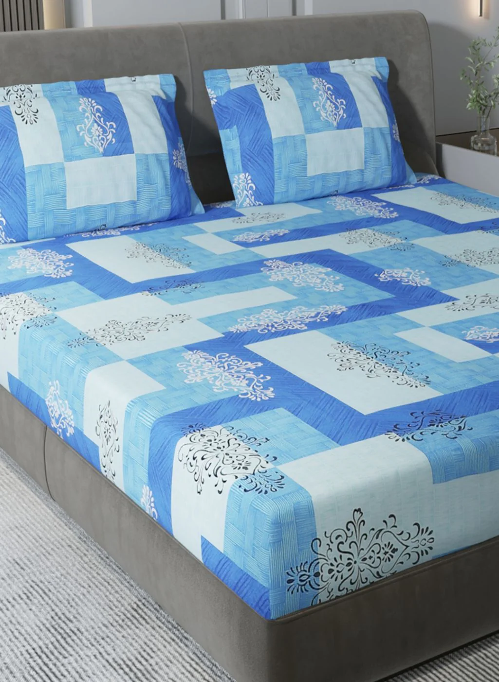 140TC Pure Cotton King Bedsheet with 2 Pillow Covers - Image 4