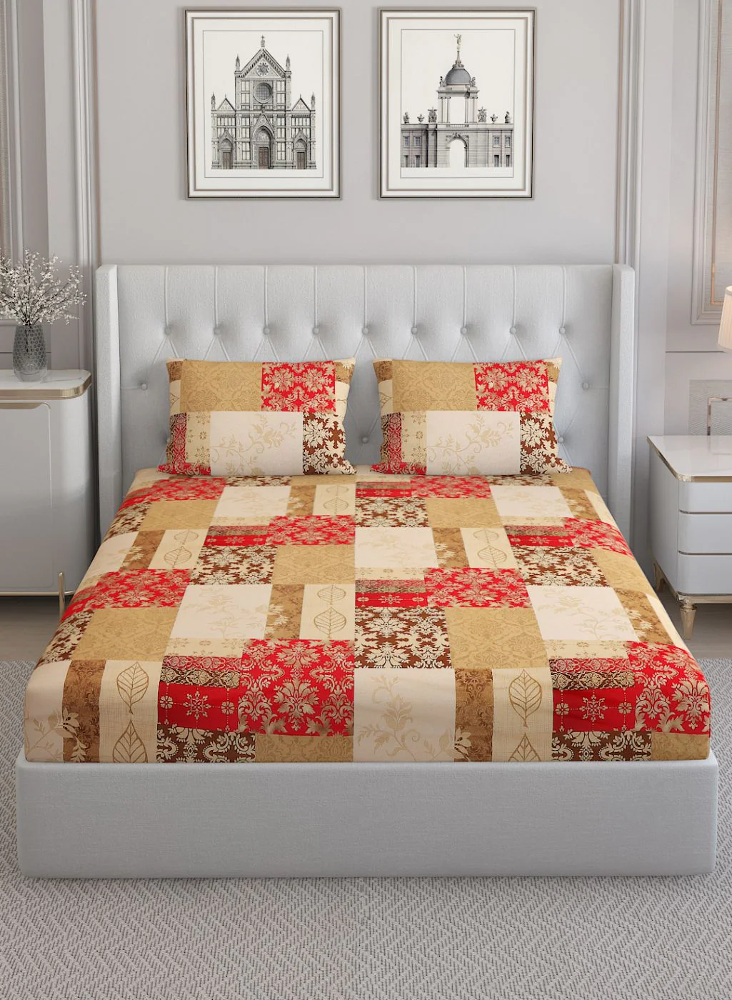 140TC Pure Cotton King Bedsheet with 2 Pillow Covers - Image 2