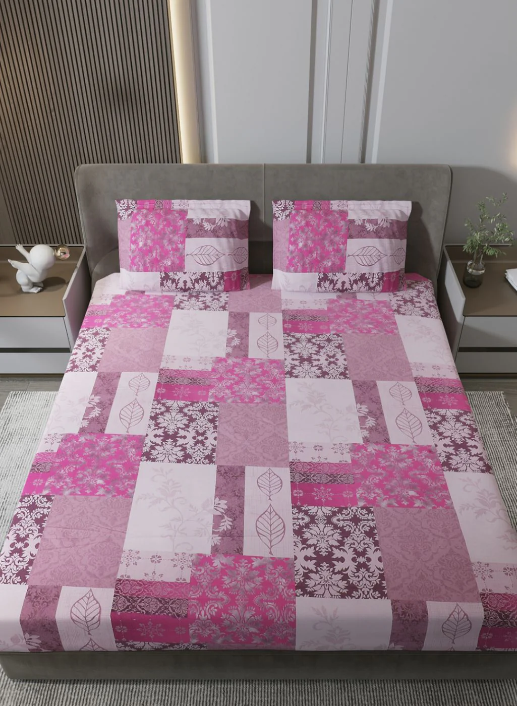 140TC Pure Cotton King Bedsheet with 2 Pillow Covers - Image 3